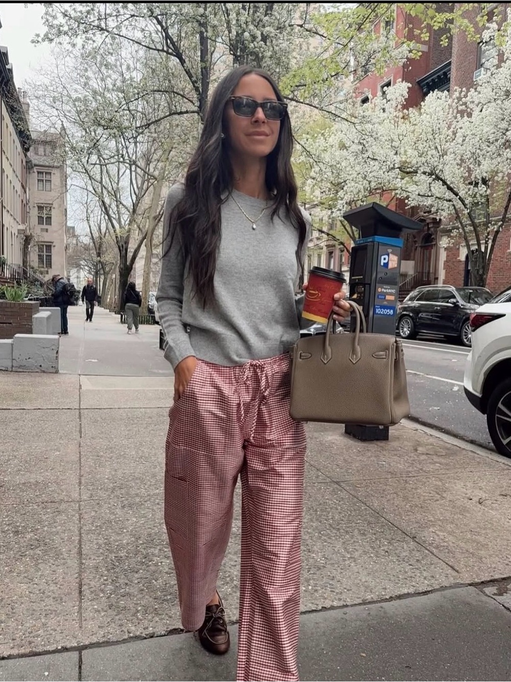 DONNI. The Silk Taffeta Cargo Pant | Bell Pepper Gingham